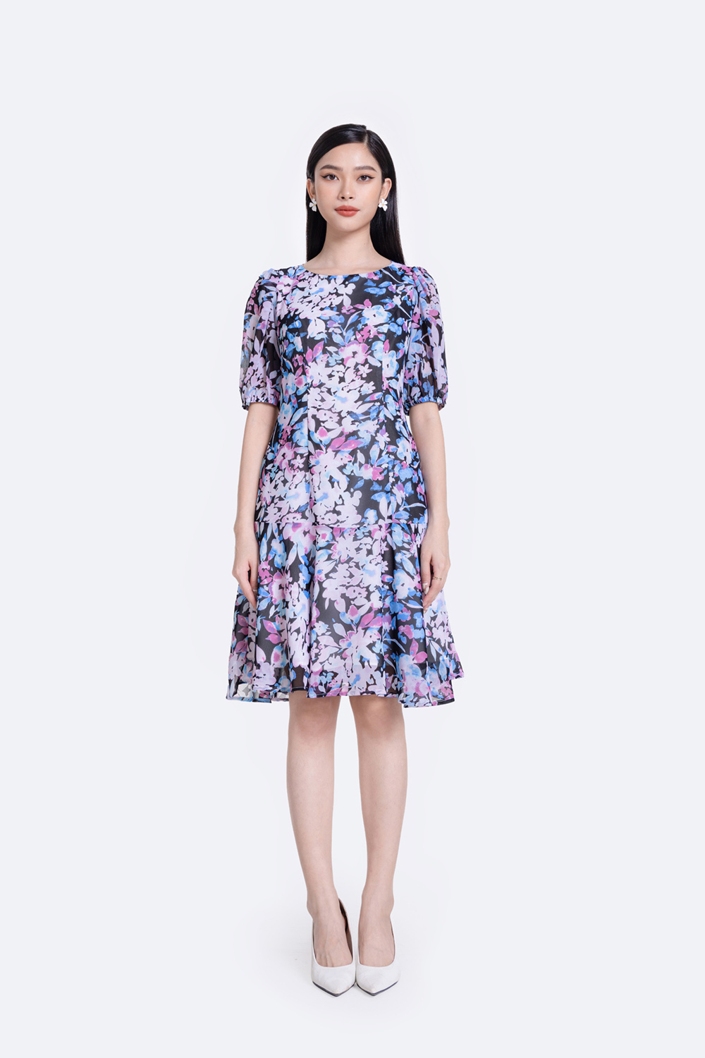 Đầm hoa đuôi cá công sở nữ