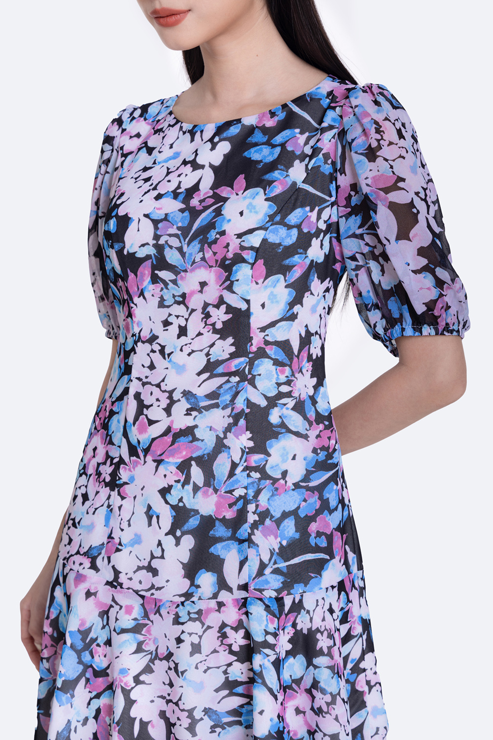 Đầm hoa đuôi cá công sở nữ