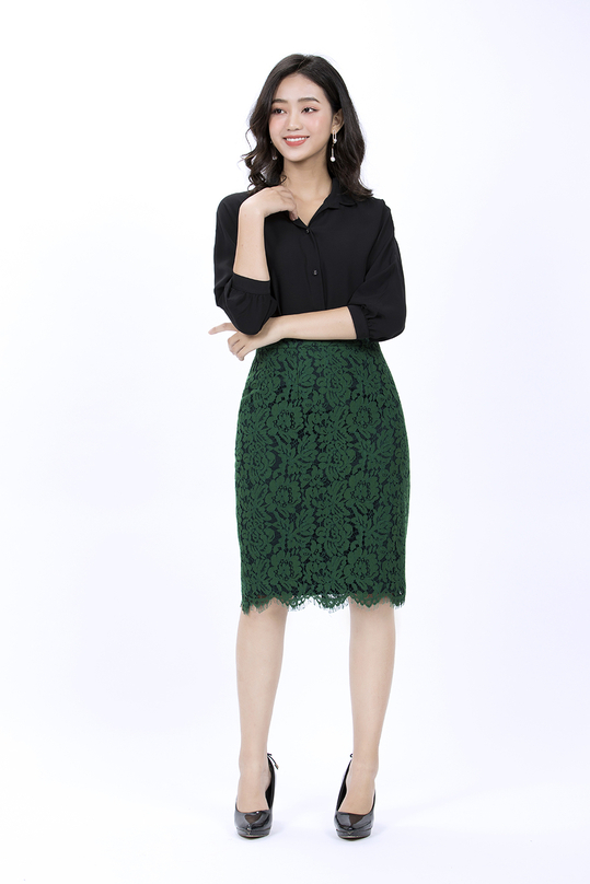 Chân váy bút chì ren cotton CV01-23