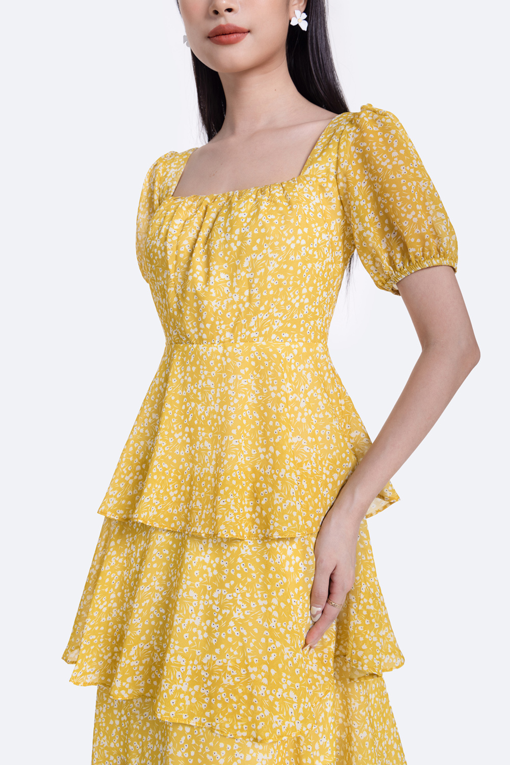 Váy hoa màu tím mùa hè mới của phụ nữ khí chất vuông cổ áo Pháp tình yêu  ngọt ngào váy voan xù - váy đầm 🆘 Kho Hàng Tàu | Đặt
