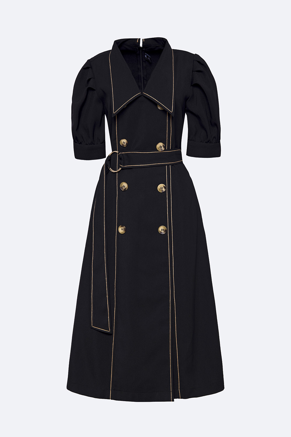 Đầm đen chữ A dáng dài kèm thắt eo