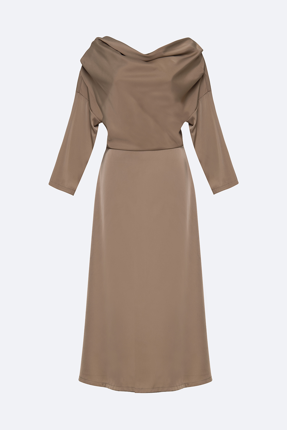 Đầm midi dáng xòe qua gối cổ đổ