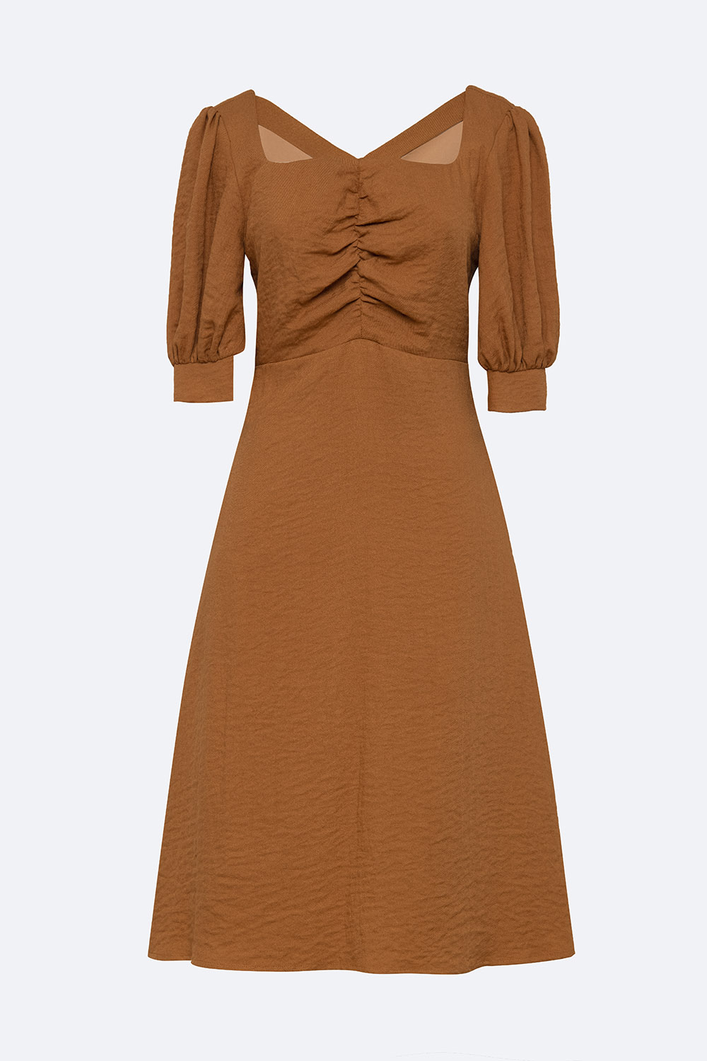 Đầm xòe nhún ngực cổ cut-out