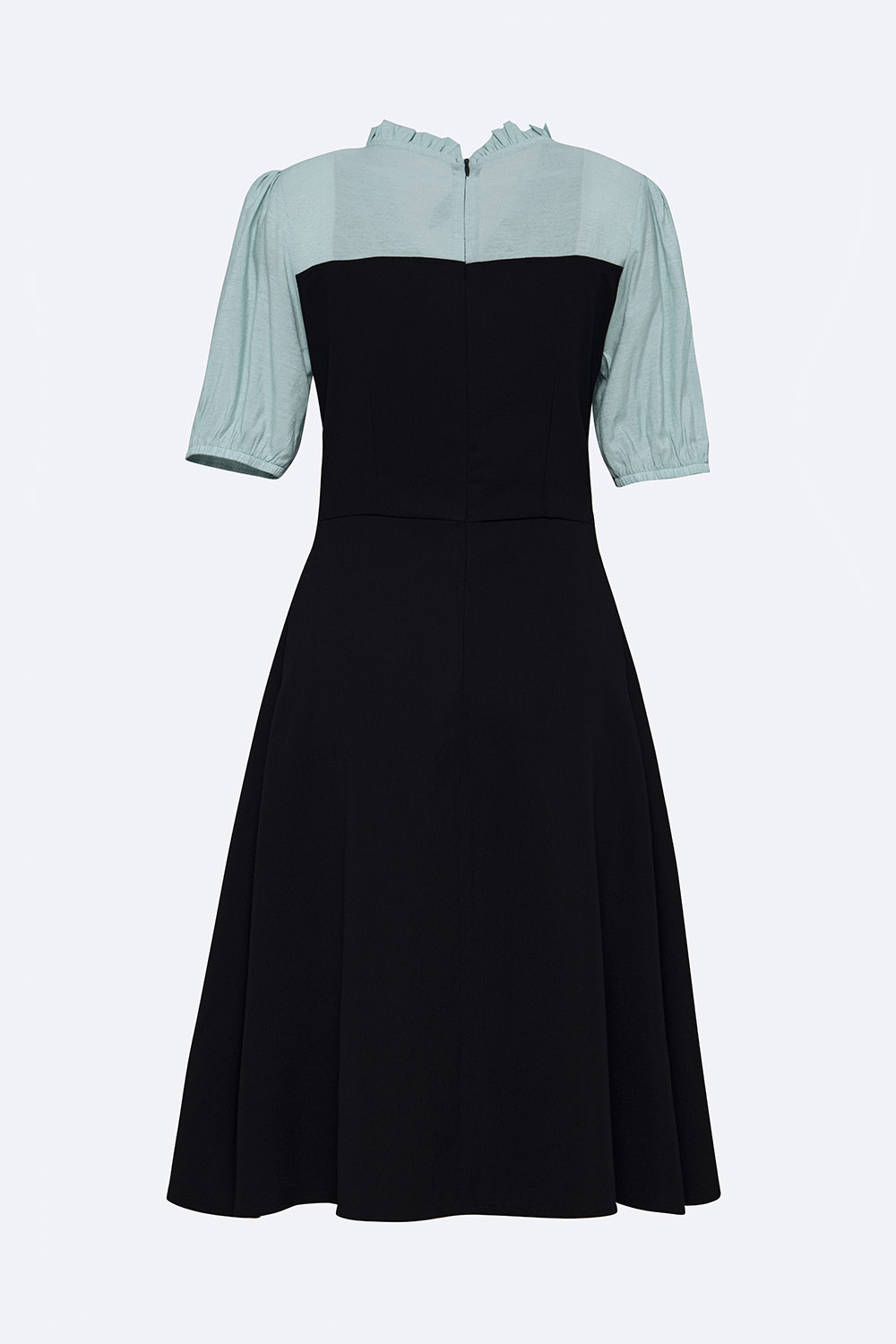 Đầm xòe đen công sở phối màu