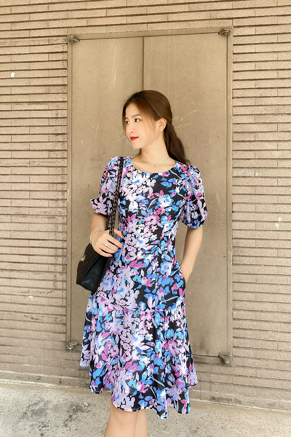 Đầm hoa đuôi cá công sở nữ