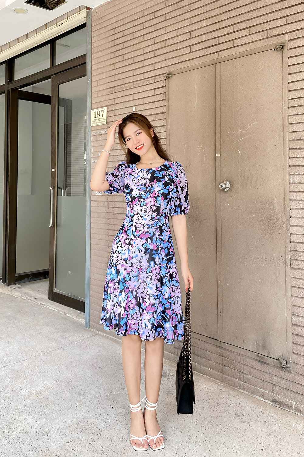 Đầm hoa đuôi cá công sở nữ