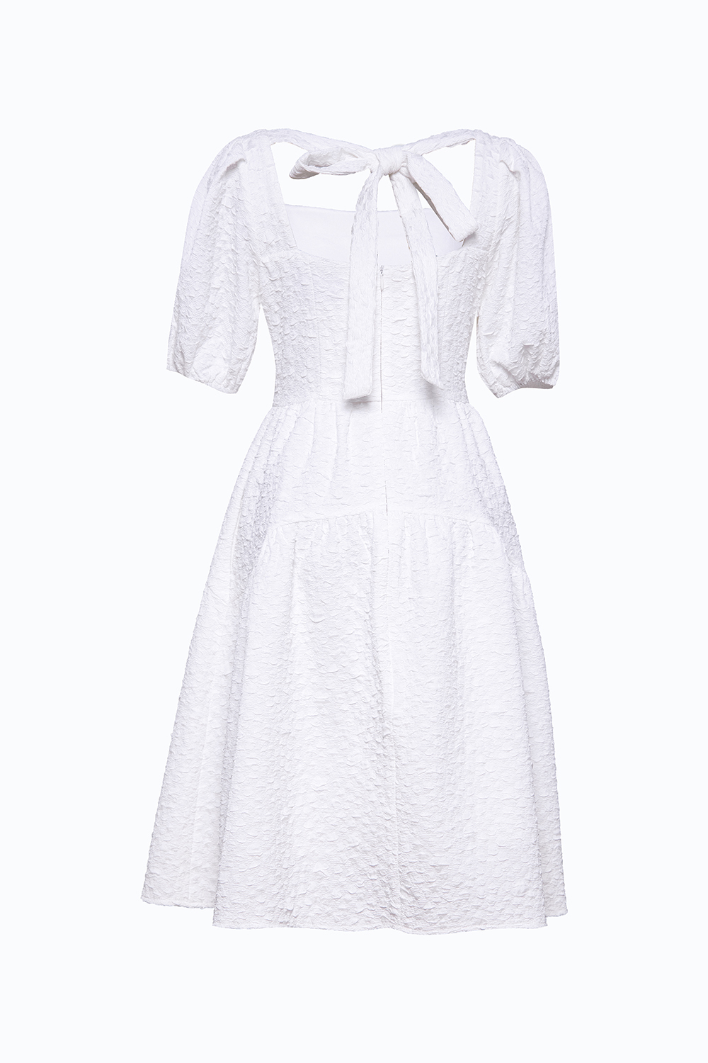 Váy trắng cổ vuông tay bồng ( dáng ngắn và dài) | Shopee Việt Nam
