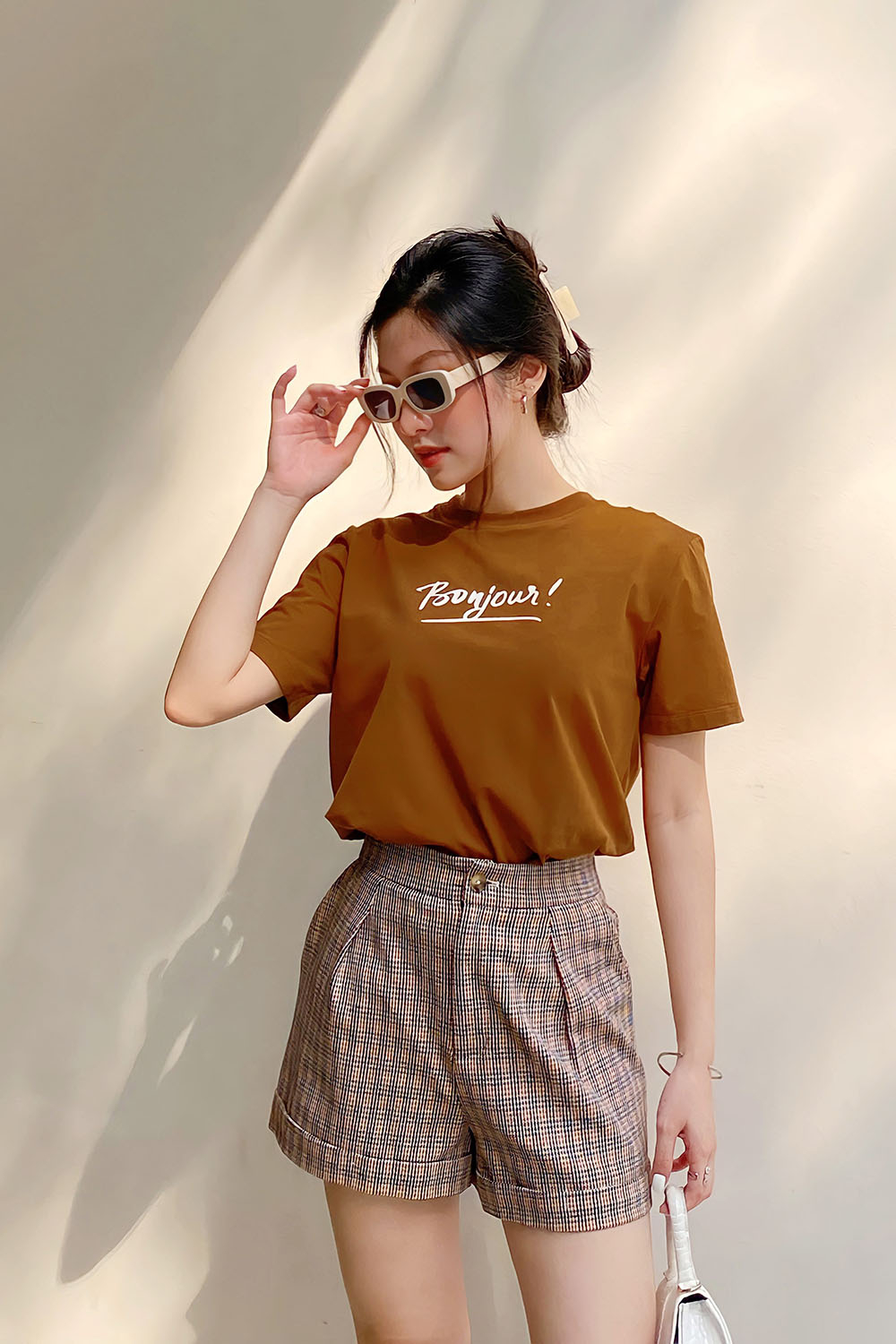 Quần short nữ họa tiết caro