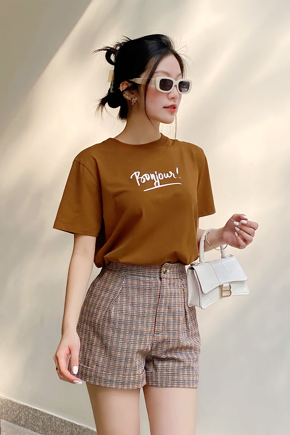 Quần short nữ họa tiết caro