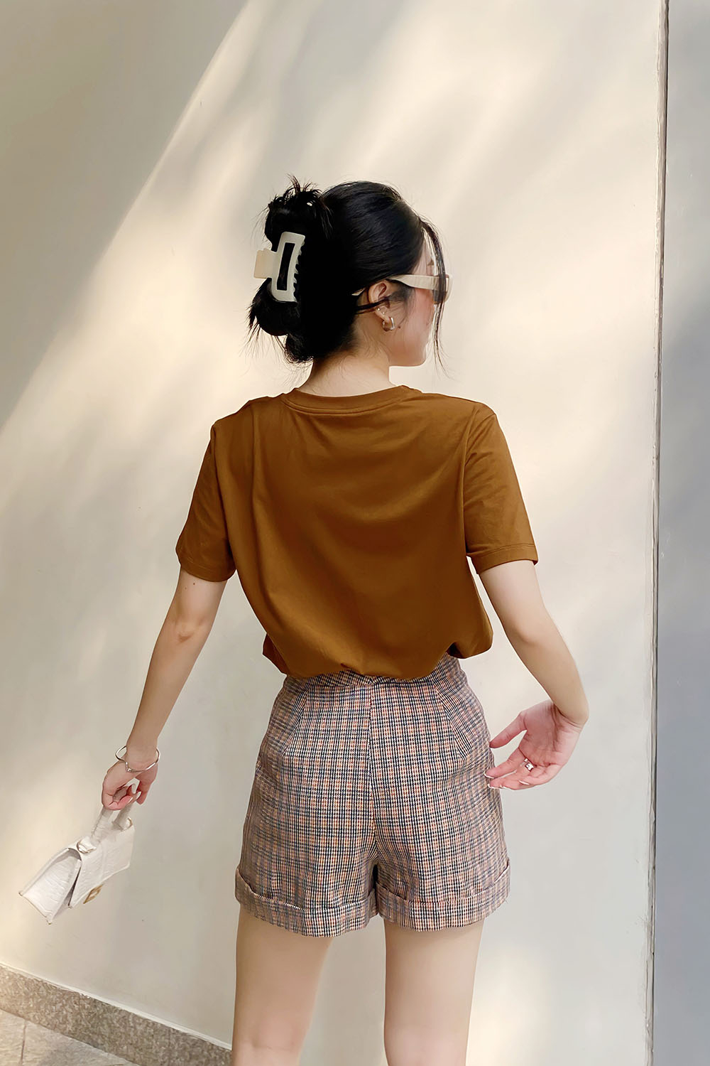 Quần short nữ họa tiết caro