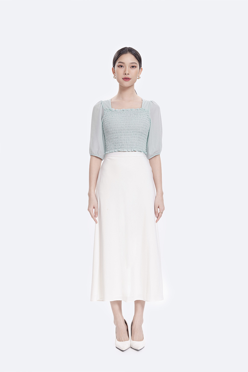 Áo kiểu nữ bo chun tay phồng