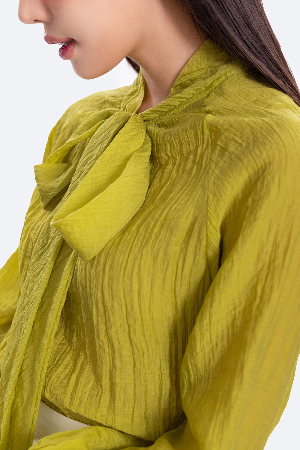 Áo blouse kiểu nữ cổ phối nơ