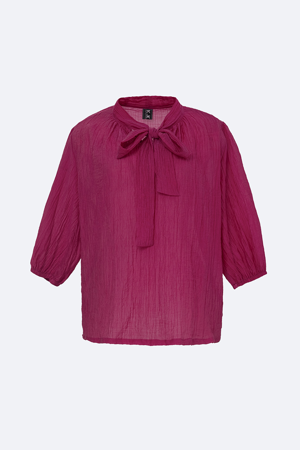 Áo kiểu sơ mi nữ phối nơ màu hồng