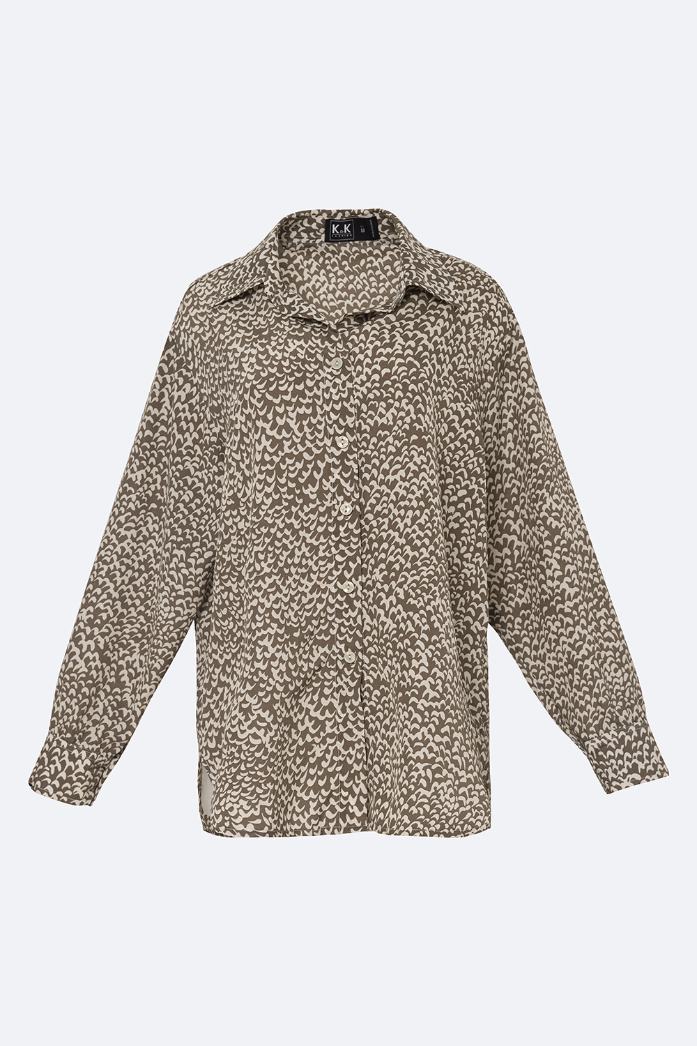 Áo sơ mi công sở nâu họa tiết trắng