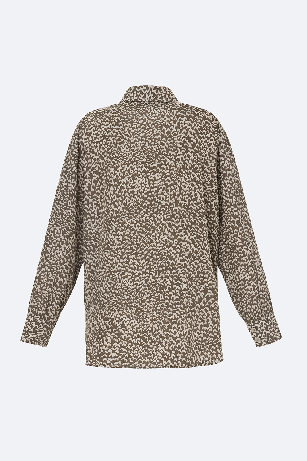 Áo sơ mi công sở nâu họa tiết trắng