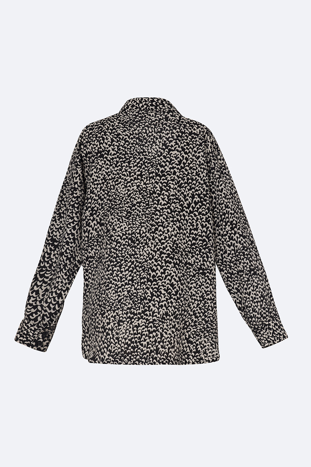 Áo sơ mi nữ màu đen họa tiết trắng