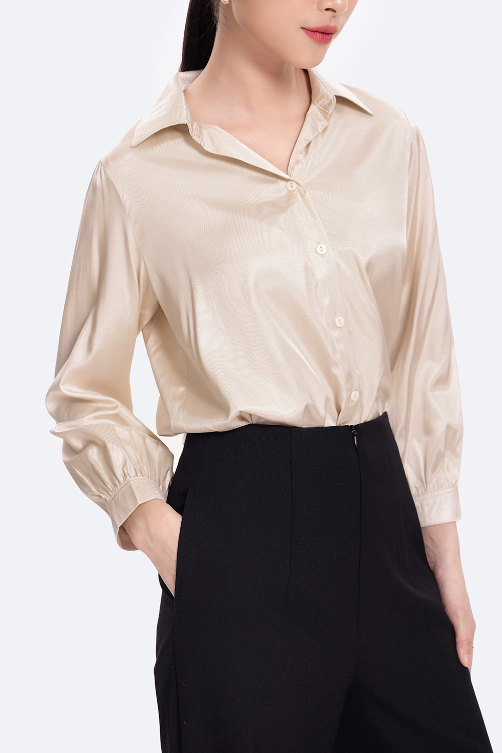 Áo sơ mi nữ công sở basic tay dài