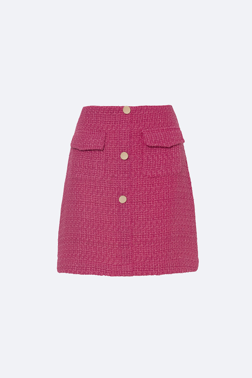 Chân váy tweed dáng ngắn phối nút