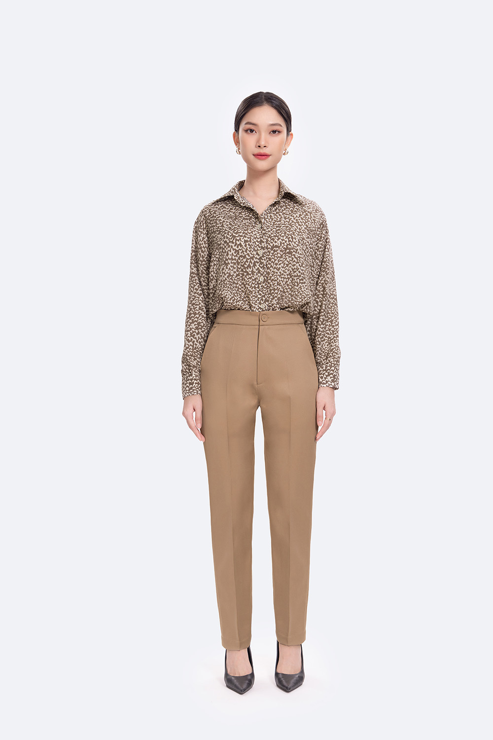 Quần tây công sở nữ ống đứng lưng cao