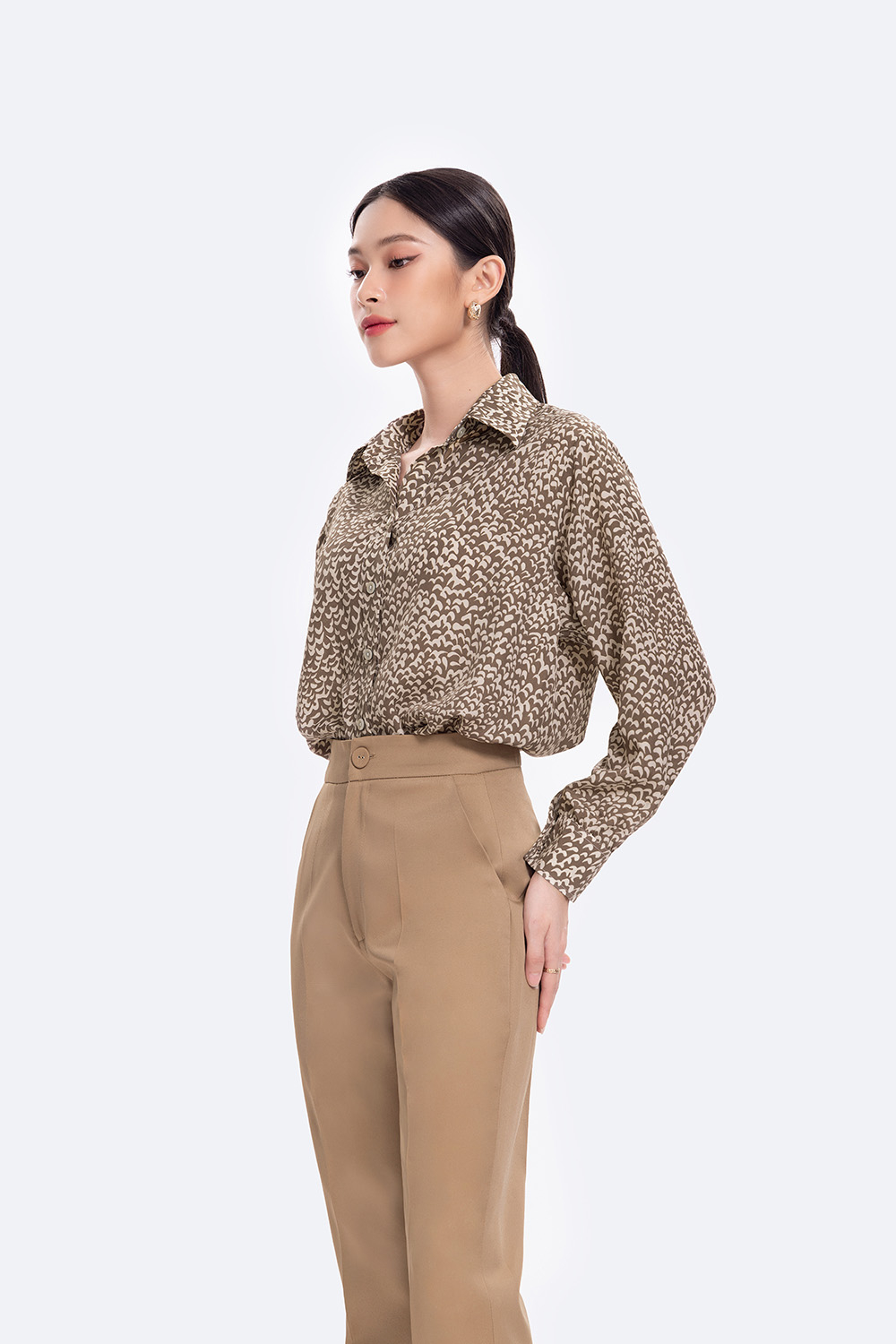 Quần tây công sở nữ ống đứng lưng cao