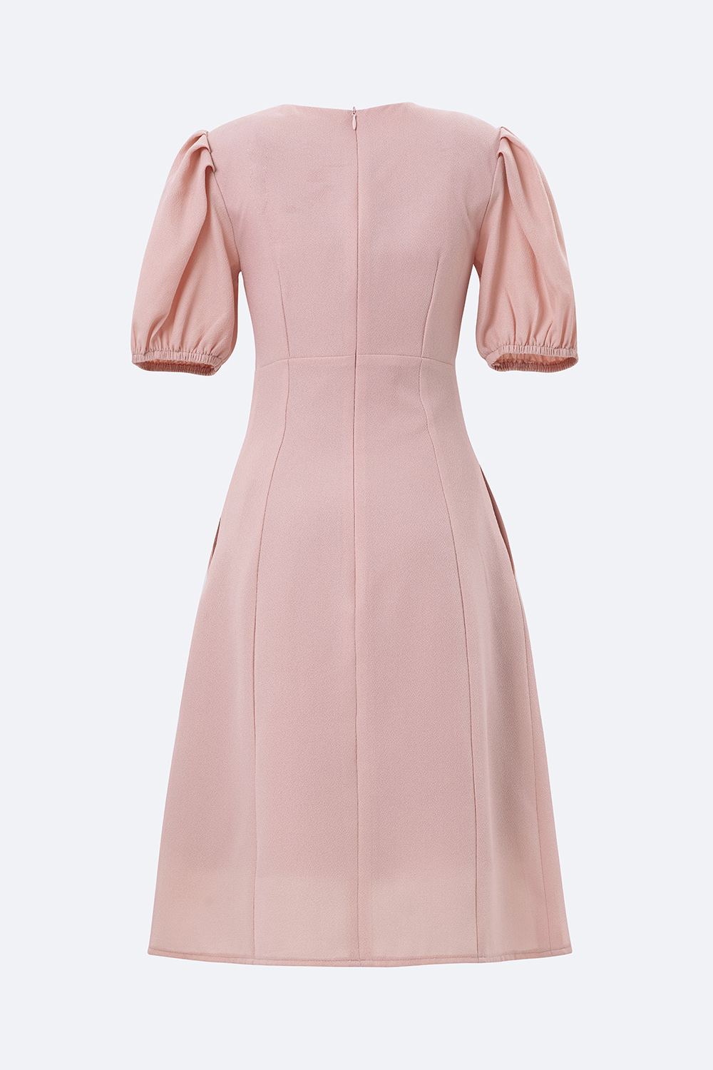 Đầm xòe công sở nhấn eo cao phối nút