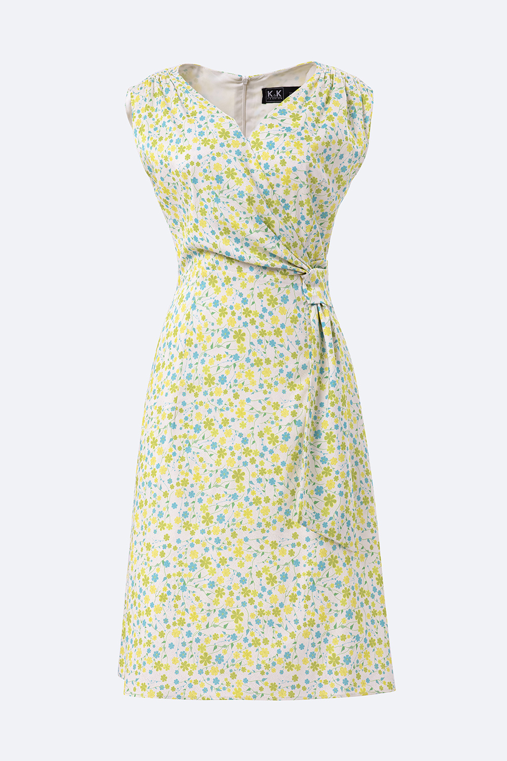 Đầm xòe hoa nhí nhấn eo cổ V