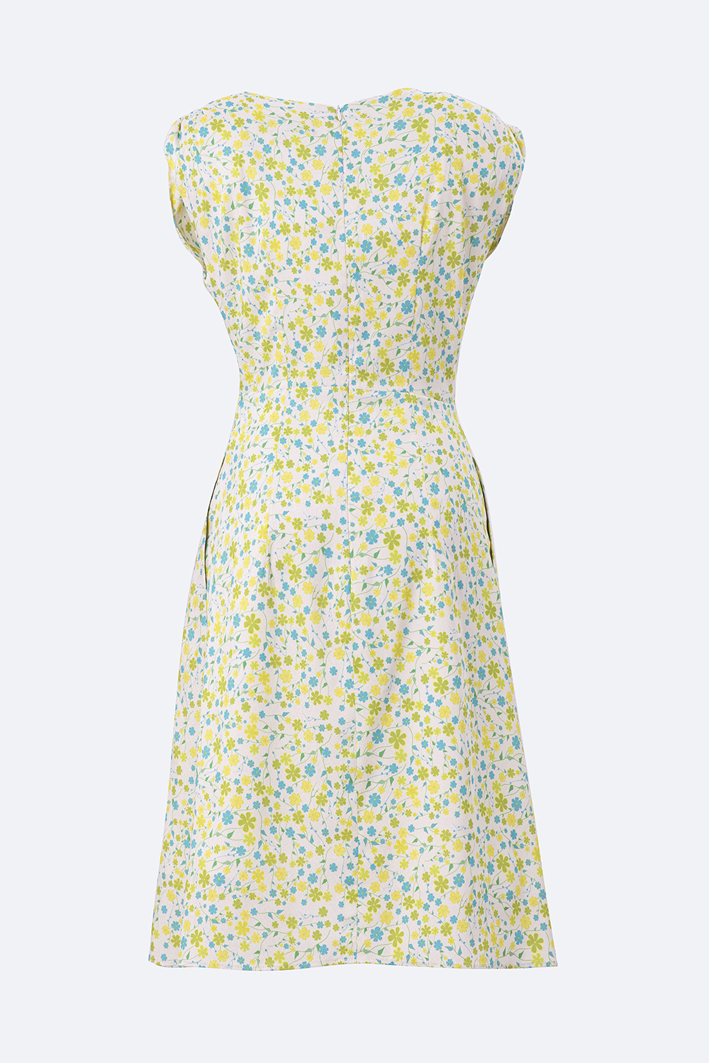 Đầm xòe hoa nhí nhấn eo cổ V