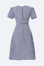 Đầm chữ A caro cổ chéo cut-out