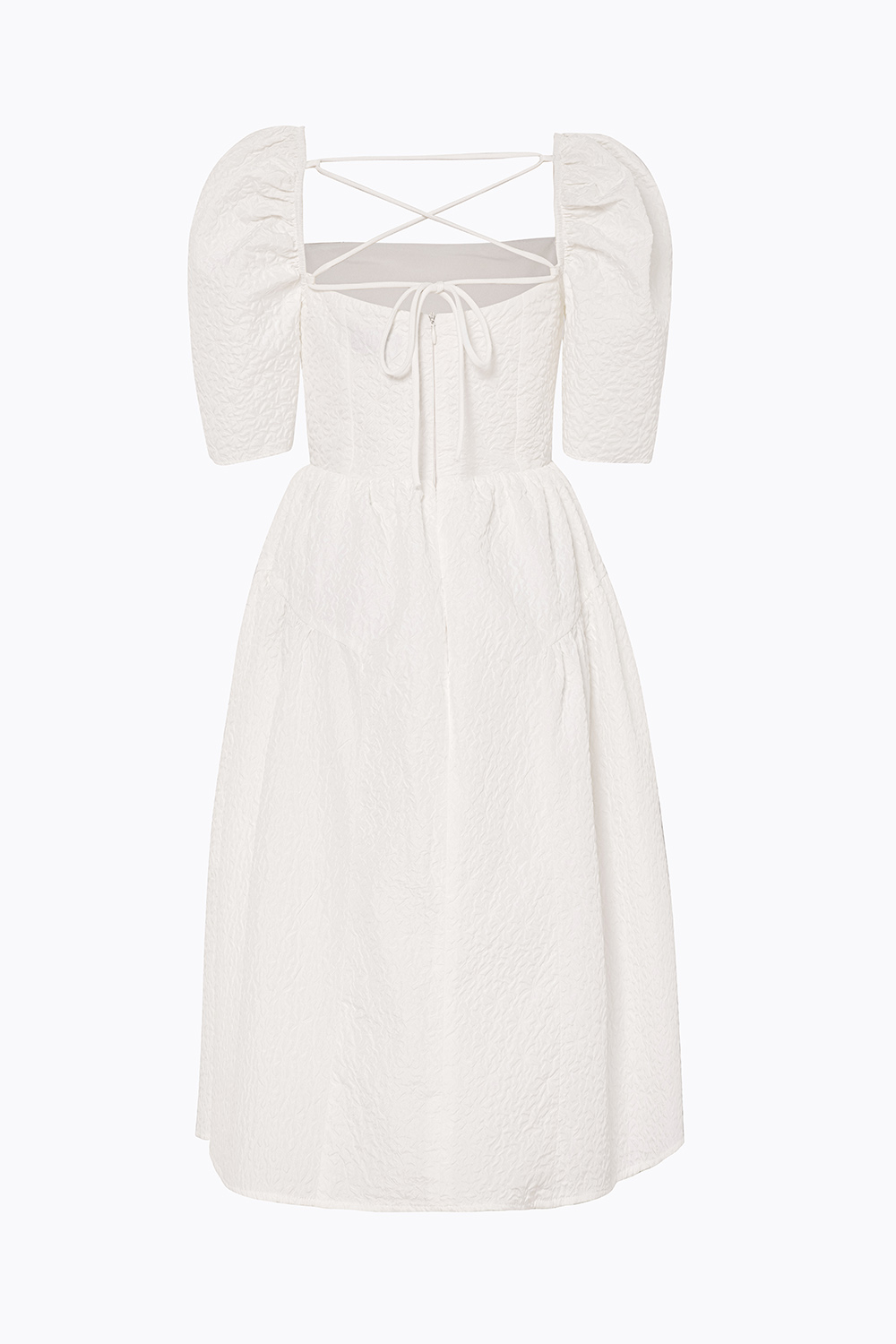Đầm trắng dáng xòe cổ vuông tay phồng KK119-08 | Thời trang công ...
