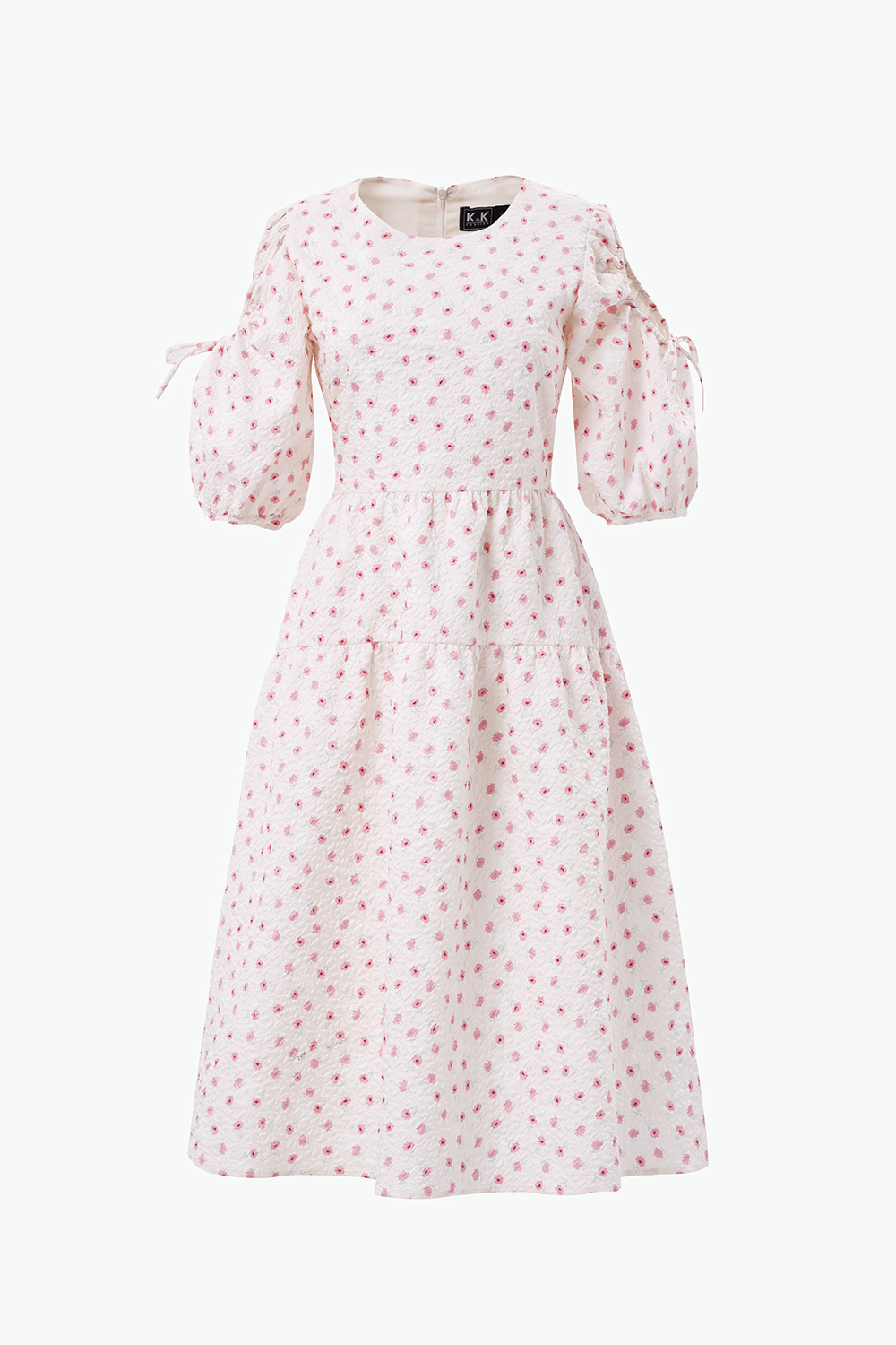 Đầm xòe hoa nhí dáng dài tay cut-out