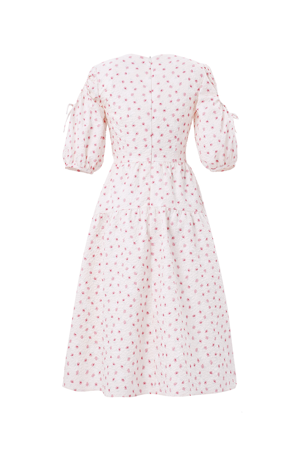 Đầm xòe hoa nhí dáng dài tay cut-out