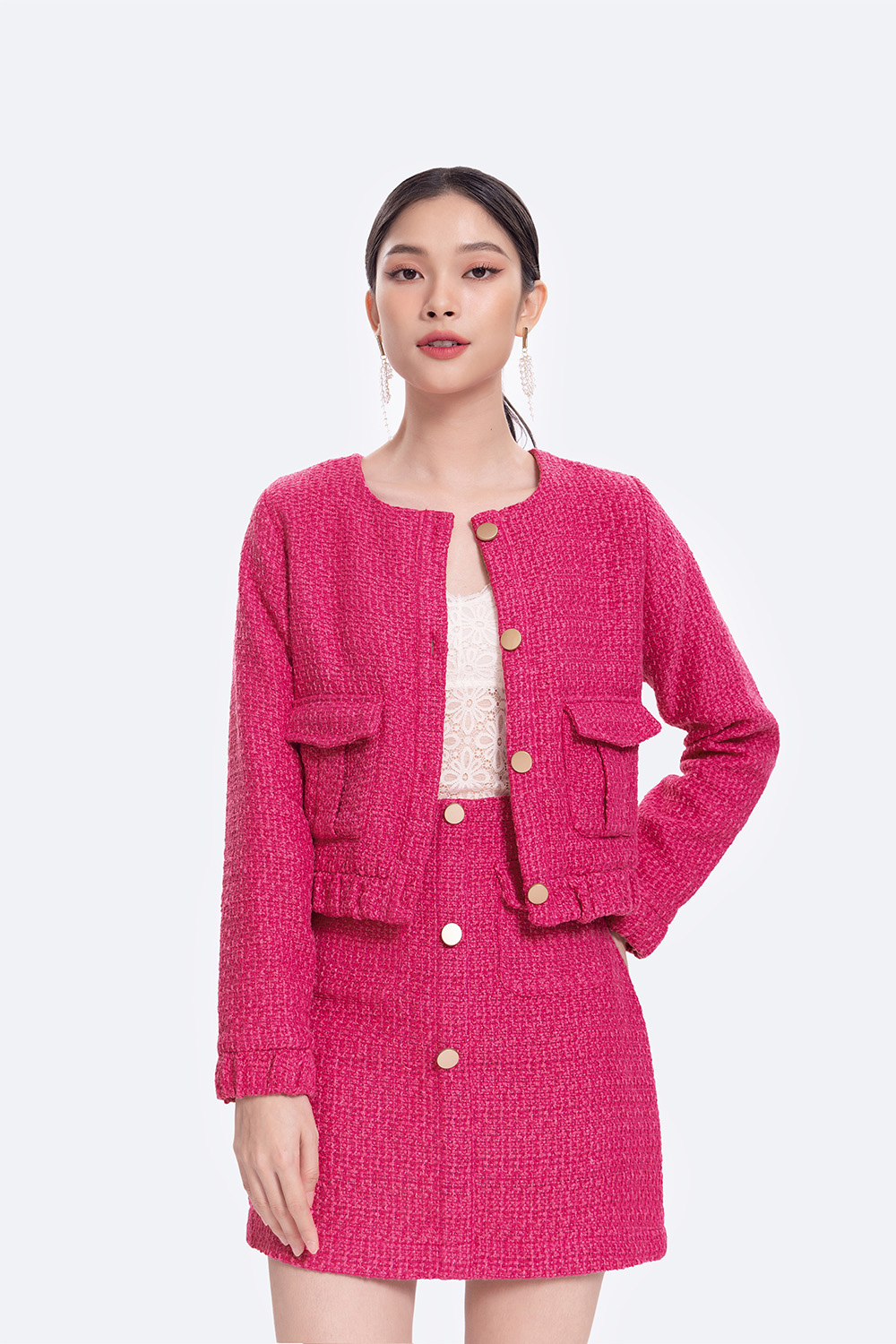 Áo Khoác Dạ Tweed Nữ Dáng Ngắn Tay Dài Ak11-12 | Thời Trang Công Sở K&K  Fashion