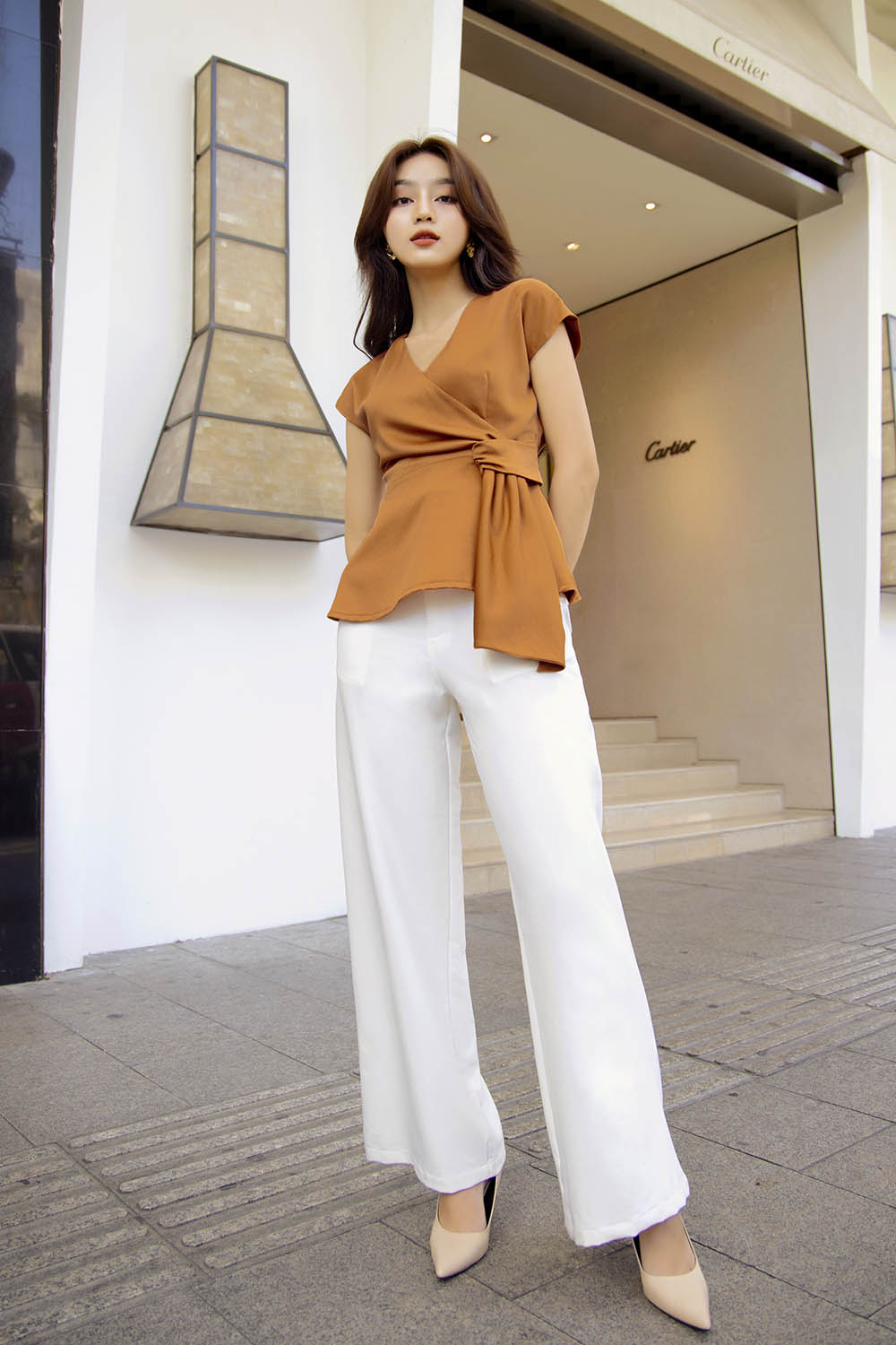 Áo kiểu công sở nữ nhấn eo