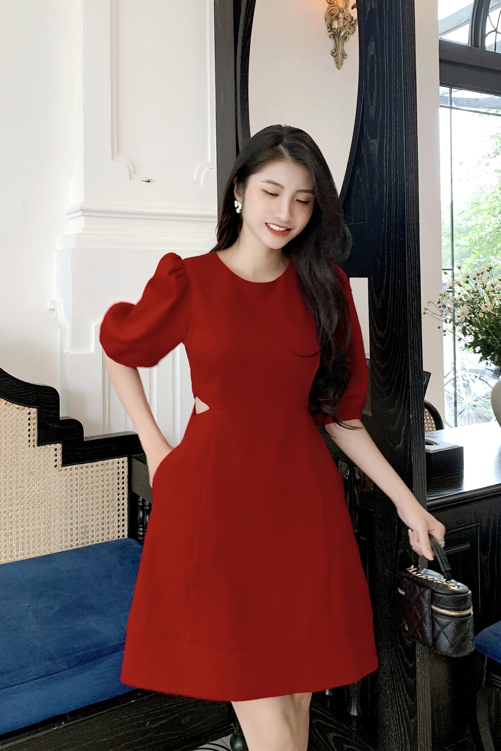 Đầm váy dự tiệc dáng xòe cánh tiên màu đỏ trẻ trung, sang chảnh giúp nàng  nổi bật | Shopee Việt Nam