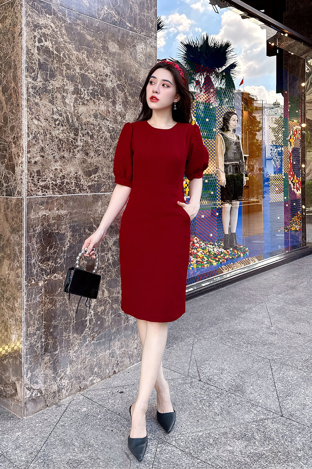 Đầm công sở nữ dáng ôm nhẹ tay lỡ