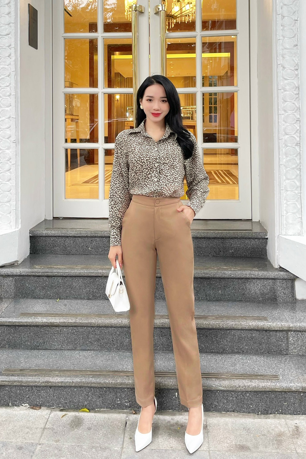 Quần tây công sở nữ ống đứng lưng cao QCS04-02