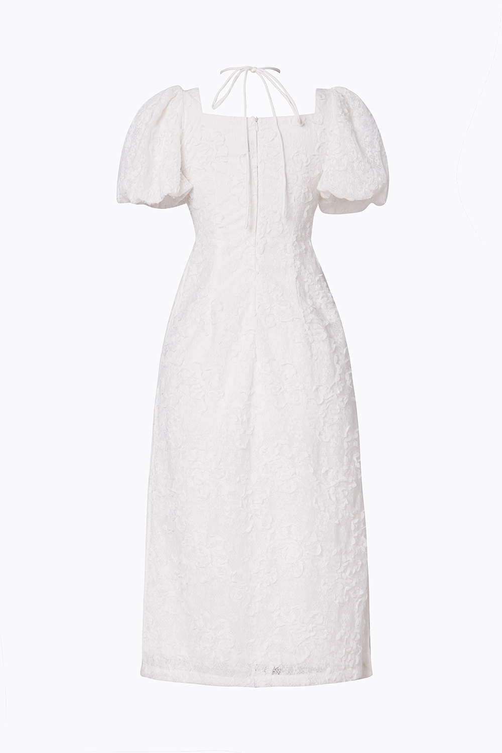 Áo dài tết ren trắng cổ chéo dây