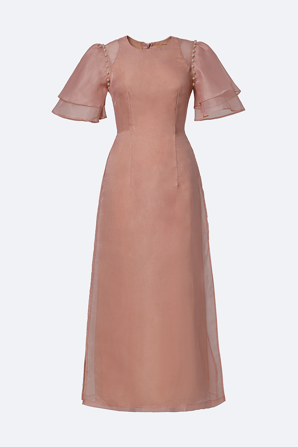 Áo dài tết đơn sắc màu hồng