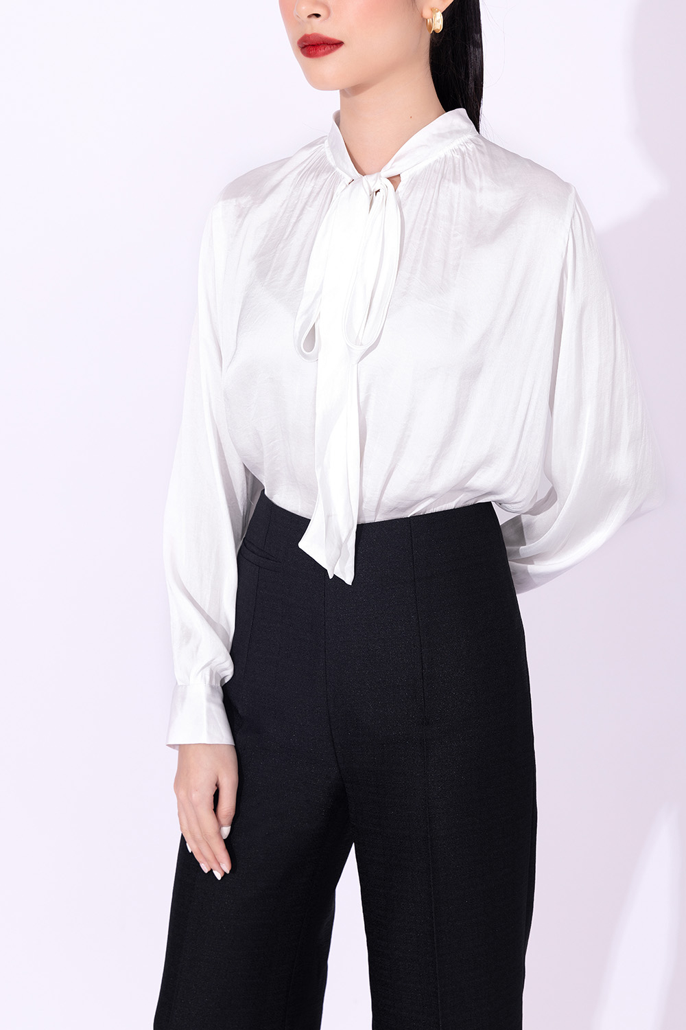 Quần suông ống rộng màu đen