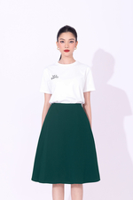 Chân váy chữ A xòe nhẹ màu xanh