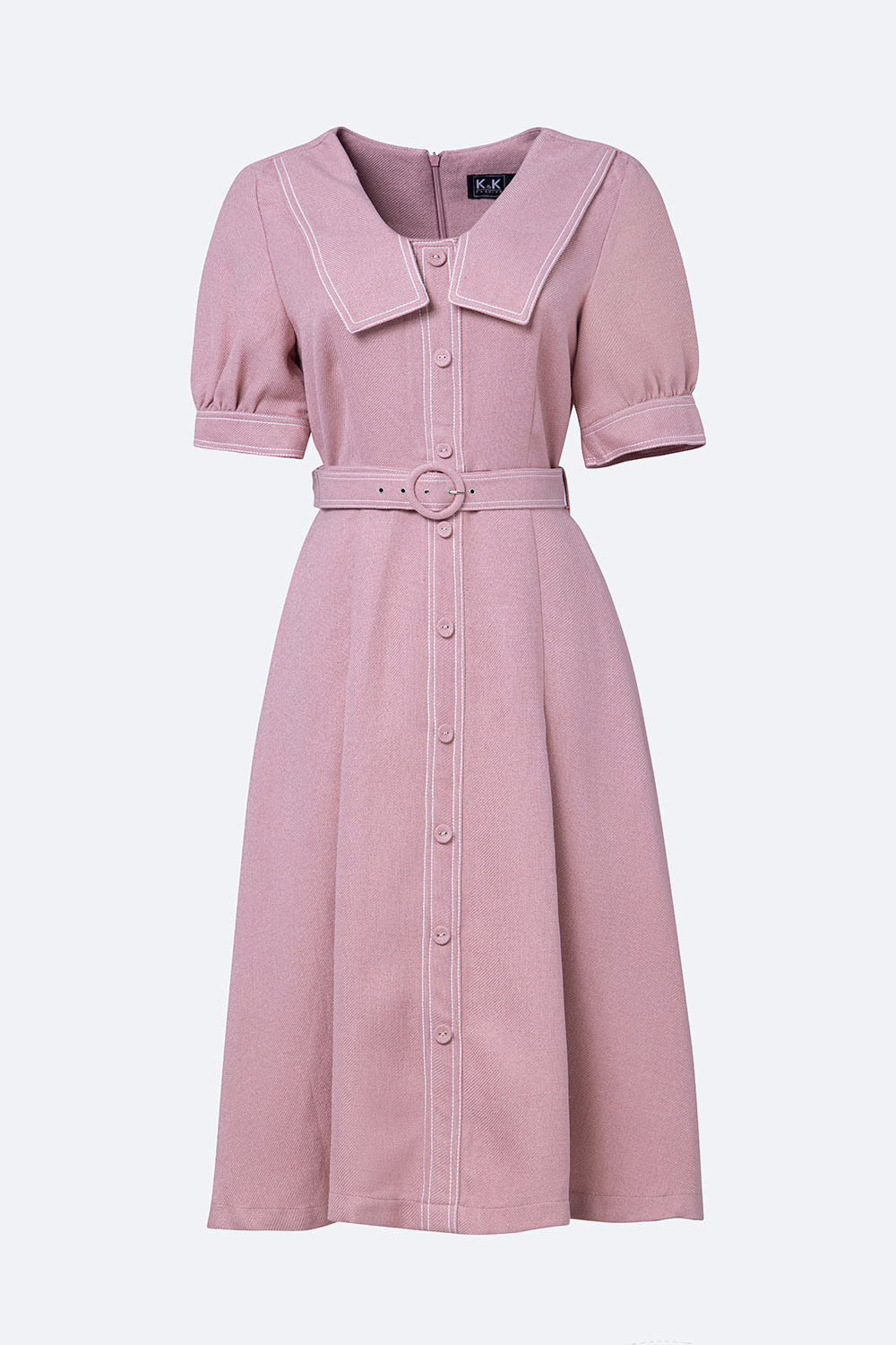 Đầm công sở dáng xòe phối đai eo