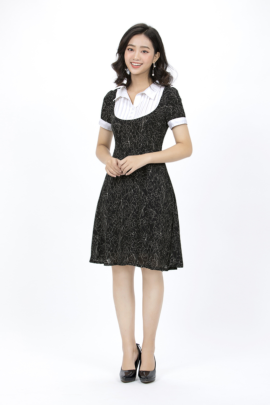 Đầm chữ A cổ sơ mi KK89-40