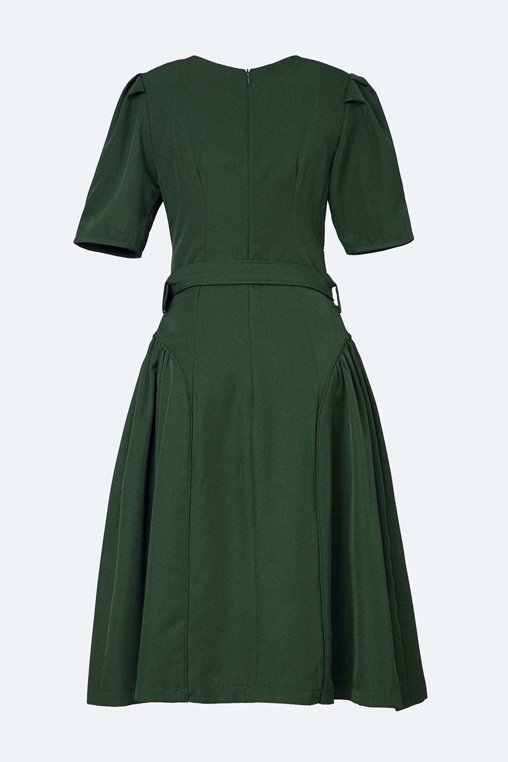 Đầm xòe đơn sắc kèm đai eo