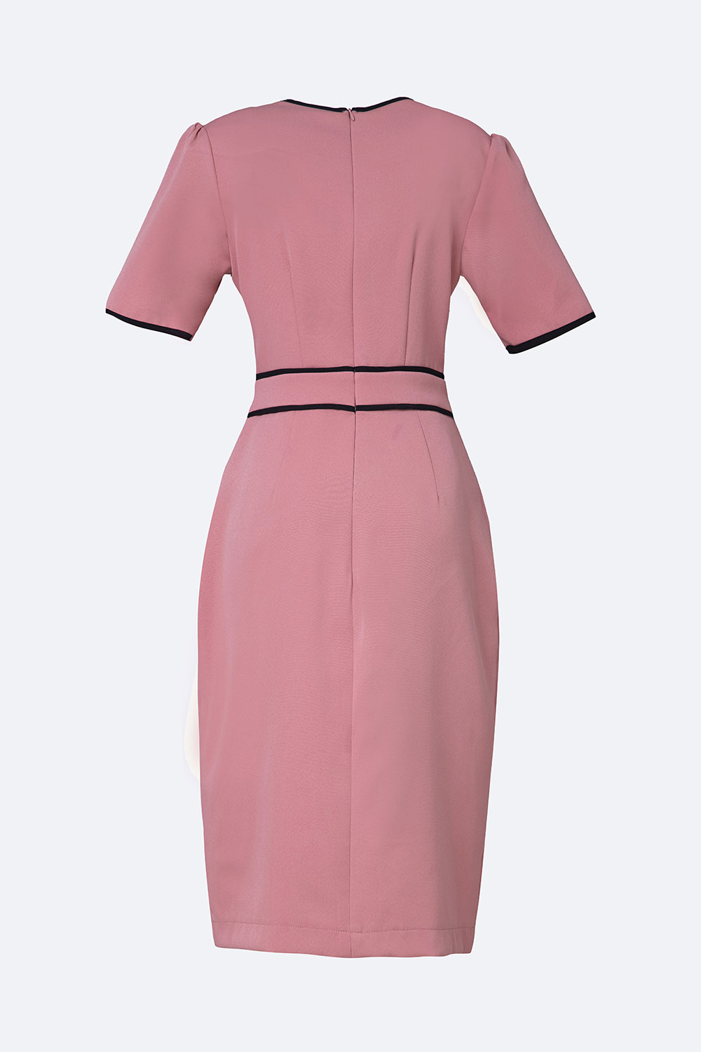 Đầm công sở nữ viền đen phối nút