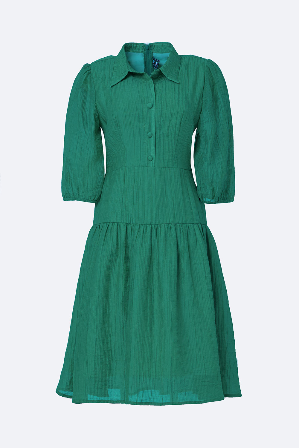 Đầm xòe công sở cổ sơ mi hạ eo