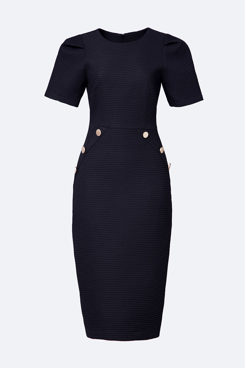 Đầm đen dự tiệc dáng ôm phối nút