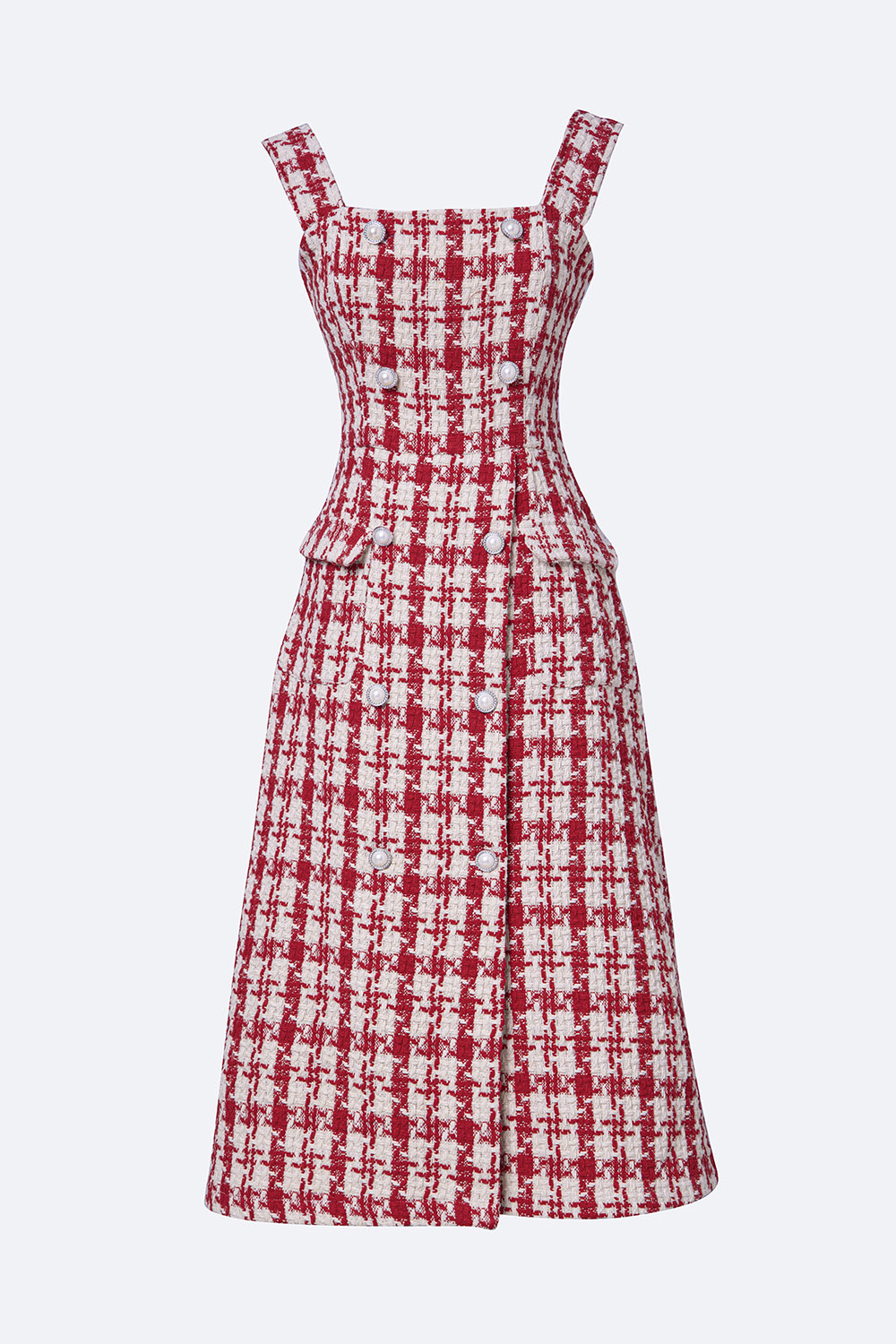 Đầm dự tiệc midi hai dây phối nút