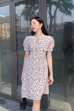 Đầm hoa nhí công sở dáng chữ A