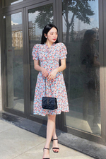 Đầm hoa nhí công sở dáng chữ A