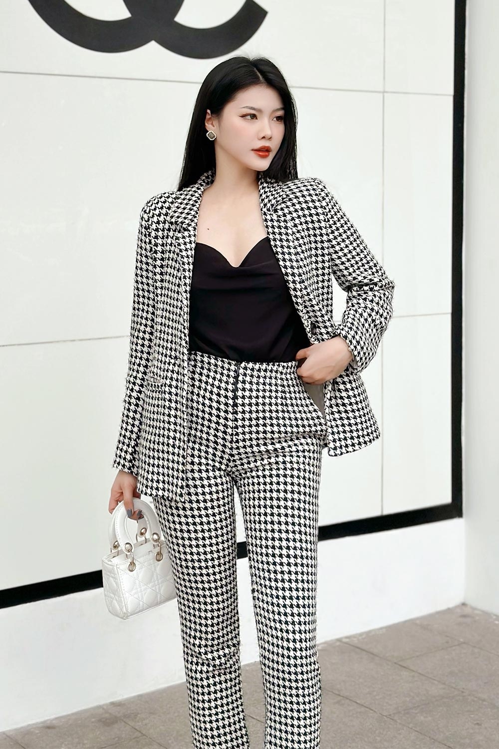 Quần công sở nữ ống đứng lưng cao